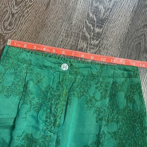 🍃Stunning Raquel Allegra green jacquard high waist pleated pants - Picture 5 of 15